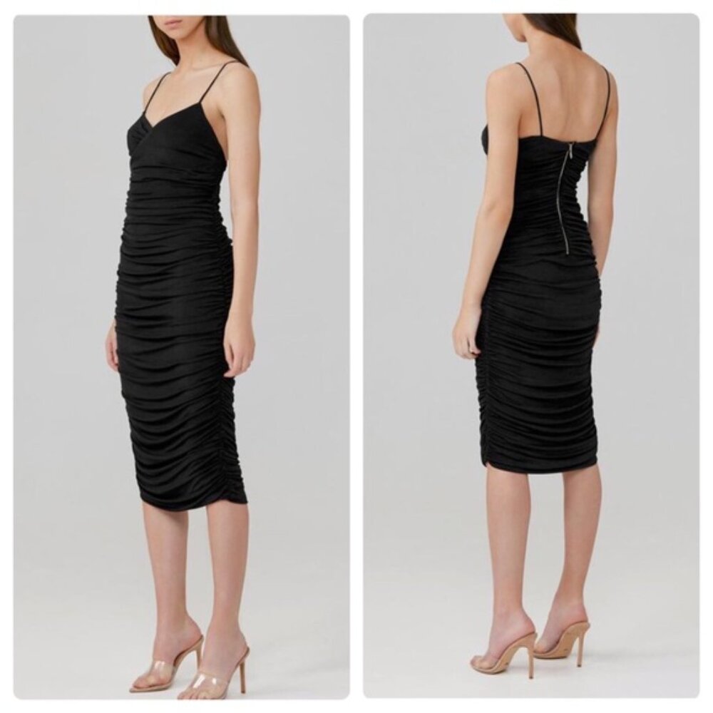 Significant Other Catalina Black Ruched Dress Spaghetti Straps Size 6